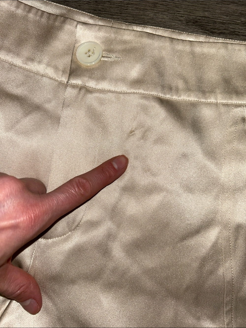 Banana Republic 100% Silk Satin Cargo Pants Ivory Cream Size 6 Y2K - Picture 8 of 11